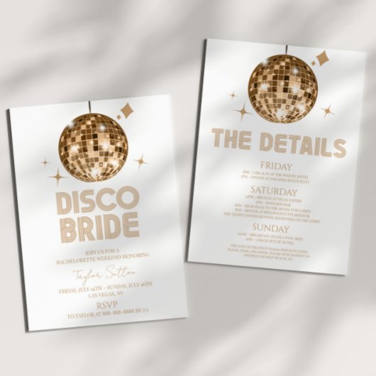 Invitation Disco Ball Disco Bride Bachelorette Week-end