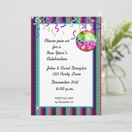 Invitation Disco Ball Dots (Debout devant)