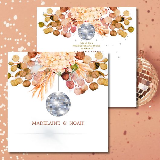 Invitation Disco Ball Floral Élégant Carré de la répétition d