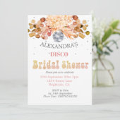 Invitation Disco Ball Floral Orange Fête des mariées rose (Debout devant)