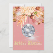 Invitation Disco Ball Floral Orange Fête des mariées rose (Dos)