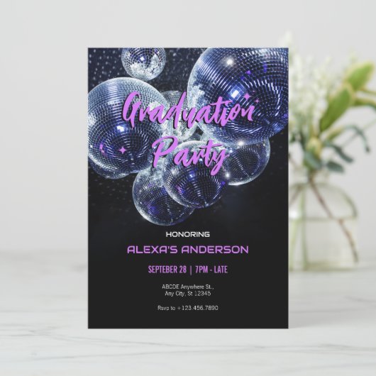 Invitation Disco ball Graduation Party (Debout devant)