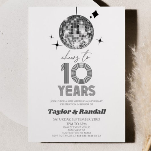 Invitation Disco Ball Joue À 10 Anniversaire Mariage