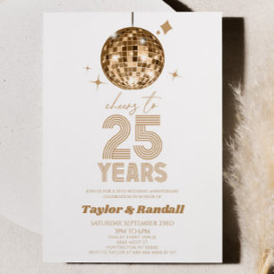 Invitation Disco Ball Joue À 25 Anniversaire Mariage