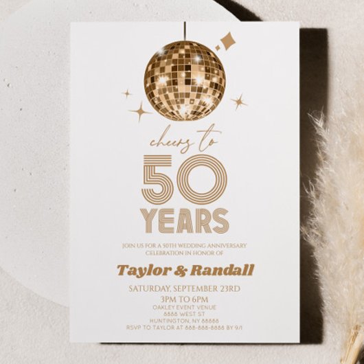 Invitation Disco Ball Joue À 50 Anniversaire Mariage