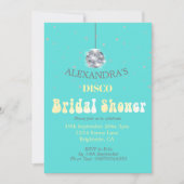 Invitation Disco Ball Modern Blue Fête des mariées (Devant)