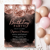 Invitation Disco Ball Moderne Rose Gold 40e fête d'anniversai