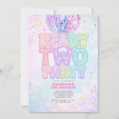 Invitation Disco Ball Pastel Rainbow Toddler Birthday Party  (Devant)