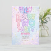 Invitation Disco Ball Pastel Rainbow Toddler Birthday Party  (Debout devant)