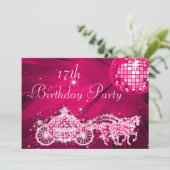 Invitation Disco Ball, Princess Coach & Horses 17e anniversai (Debout devant)