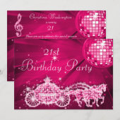 Invitation Disco Ball, Princess Coach & Horses 21e anniversai (Devant / Derrière)