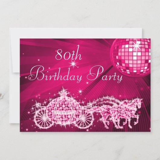 Invitation Disco Ball, Princess Coach & Horses 80e anniversai (Devant)