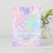 Invitation Disco Ball Ready FOUR a party  Birthday (Debout devant)