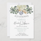 Invitation Disco Ball Sage Vert FloralDouche nuptiale (Devant)