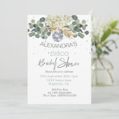 Invitation Disco Ball Sage Vert FloralDouche nuptiale (Debout devant)