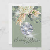 Invitation Disco Ball Sage Vert FloralDouche nuptiale (Dos)