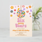 Invitation Disco Ball Six années Super 6e fête d'anniversaire (Debout devant)