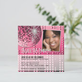 Invitation disco boule pour un seize ans glamour (Debout devant)