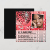 Invitation disco boule pour un Sweet Sixteen glamo (Devant / Derrière)