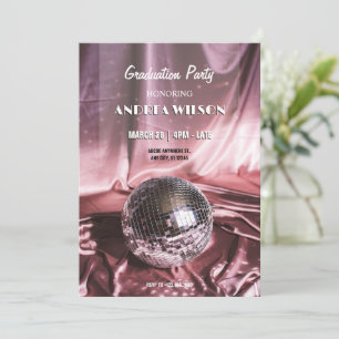 Invitation Disco boule soie rose GRADUTY PARTY
