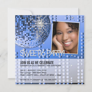 Invitation disco boule Sweet Sixteen glamour