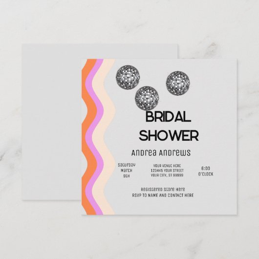 Invitation Disco Bridal Shower (Devant / Derrière)