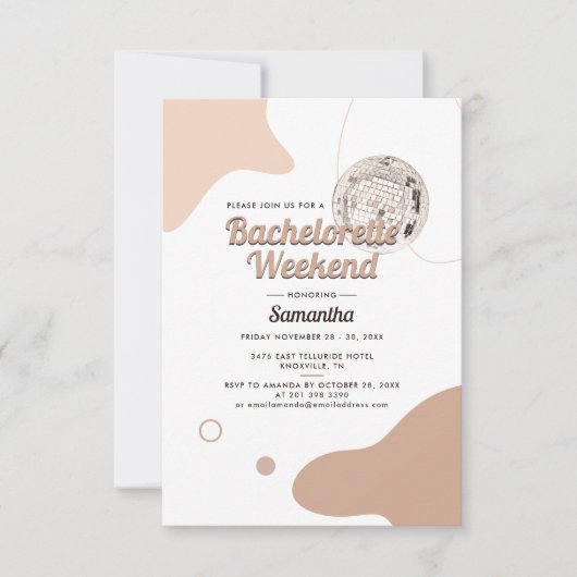 Invitation Disco Bride Retro Bachelorette Weekend Party (Devant)