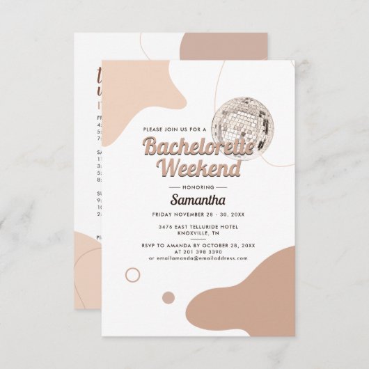 Invitation Disco Bride Retro Bachelorette Weekend Party (Devant / Derrière)