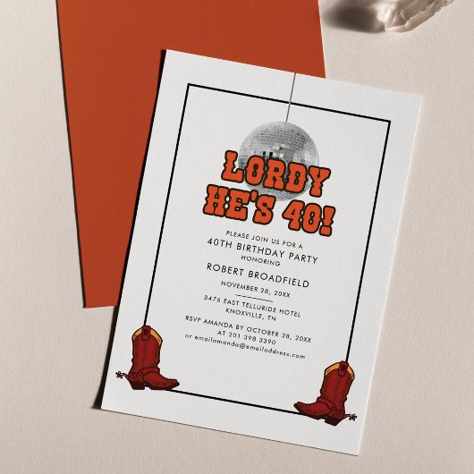 Invitation Disco Cowboy fête du 40e anniversaire