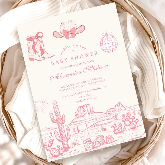 Invitation Disco Cowgirl Baby shower