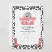 Invitation Disco Cowgirl Bacheloro Party rose noir (Devant)