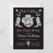 Invitation Disco Cowgirl Boots & Bling Rhinestone Anniversair (Devant)