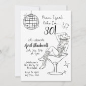 Invitation Disco, Cowgirl, Martini, Disco ball Birthday  (Devant)