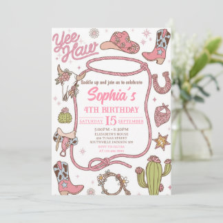 Invitation Disco Cowgirl Nashville Pink Rodeo Birthday Party