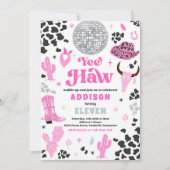 Invitation Disco Cowgirl Nashville Rodeo rose fête d'annivers (Devant)