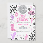 Invitation Disco Cowgirl Nashville Rodeo rose fête d'annivers (Devant)