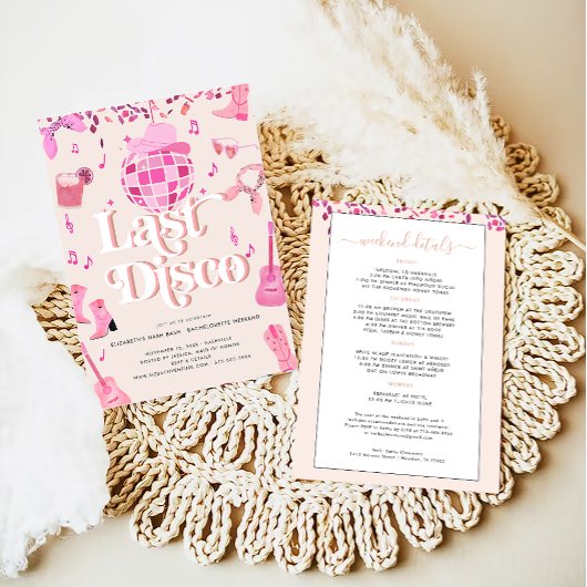 Invitation Disco Cowgirl Nashville Rose Rodeo | Bachelorette