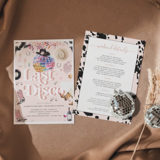 Invitation Disco Cowgirl Nashville Rose Rodeo | Bachelorette