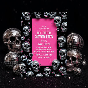Invitation Disco Crâne rose Glam Halloween Costume Party
