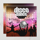 Invitation Disco Dance Anniversaire Fête Rétro (Devant / Derrière)