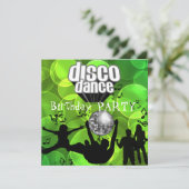 Invitation Disco Dance Anniversaire Fête Retro Lime Bubbles (Debout devant)