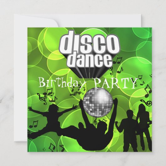 Invitation Disco Dance Anniversaire Fête Retro Lime Bubbles (Devant)