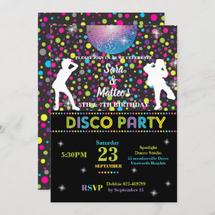 Invitation Disco Dance Jumelles Jumelles Anniversaire Fille G