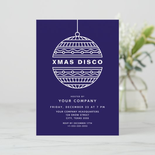 Invitation Disco de Noël avec Balle de Noël (Debout devant)