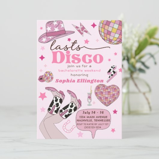 Invitation Disco Dernier rose Bachelorette Nash Bash (Debout devant)