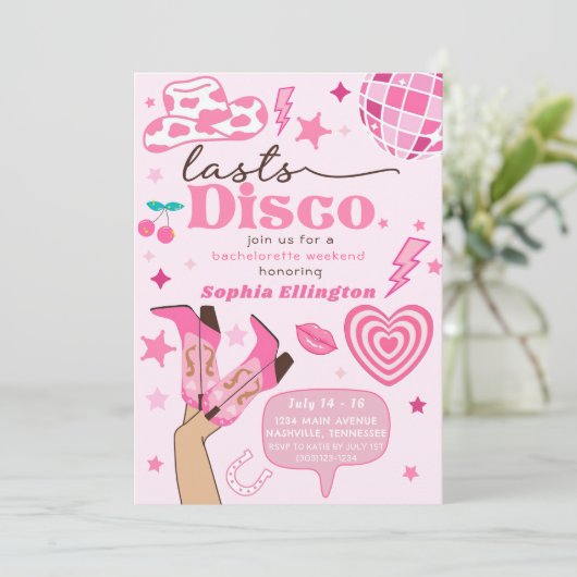 Invitation Disco Dernier rose Bachelorette Week-end Nash Bash (Debout devant)
