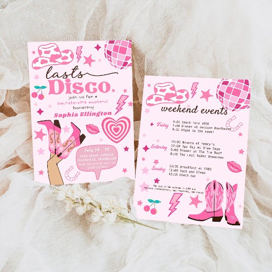 Invitation Disco Dernier rose Bachelorette Week-end Nash Bash