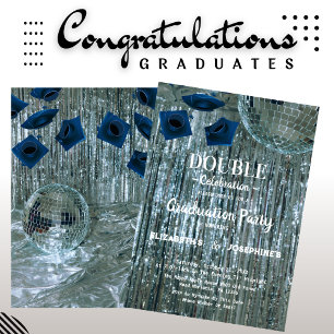 Invitation Disco Deux diplômés Double Graduation Party 2025