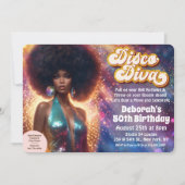 Invitation Disco Diva Afro-Américaine 70s (Devant)