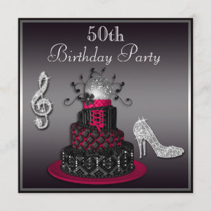Invitation Disco Diva Cake and Heels Hot Pink